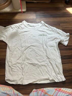 aerie White Tee with Green 'New York' Chest Graphic
